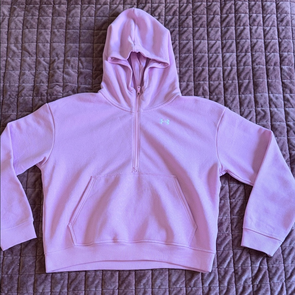 Under Armour Girls Pink Half-Zip Hoodie Size Large Kids